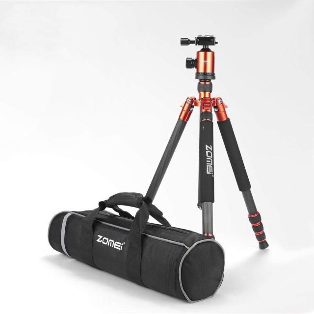 ZOMEi Z818C Carbon Fiber Camera Tripods for Digital DSLR Cameras with Quick Release Plate and Ball Head (Orange)