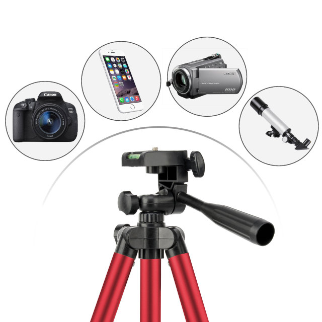 Tairoad 50 Inch Light Weight Portable Travel Tripod for Fishing Light, Mini Projector, Security Camera, Tiny Camera Telescope with Carrying bag(red)