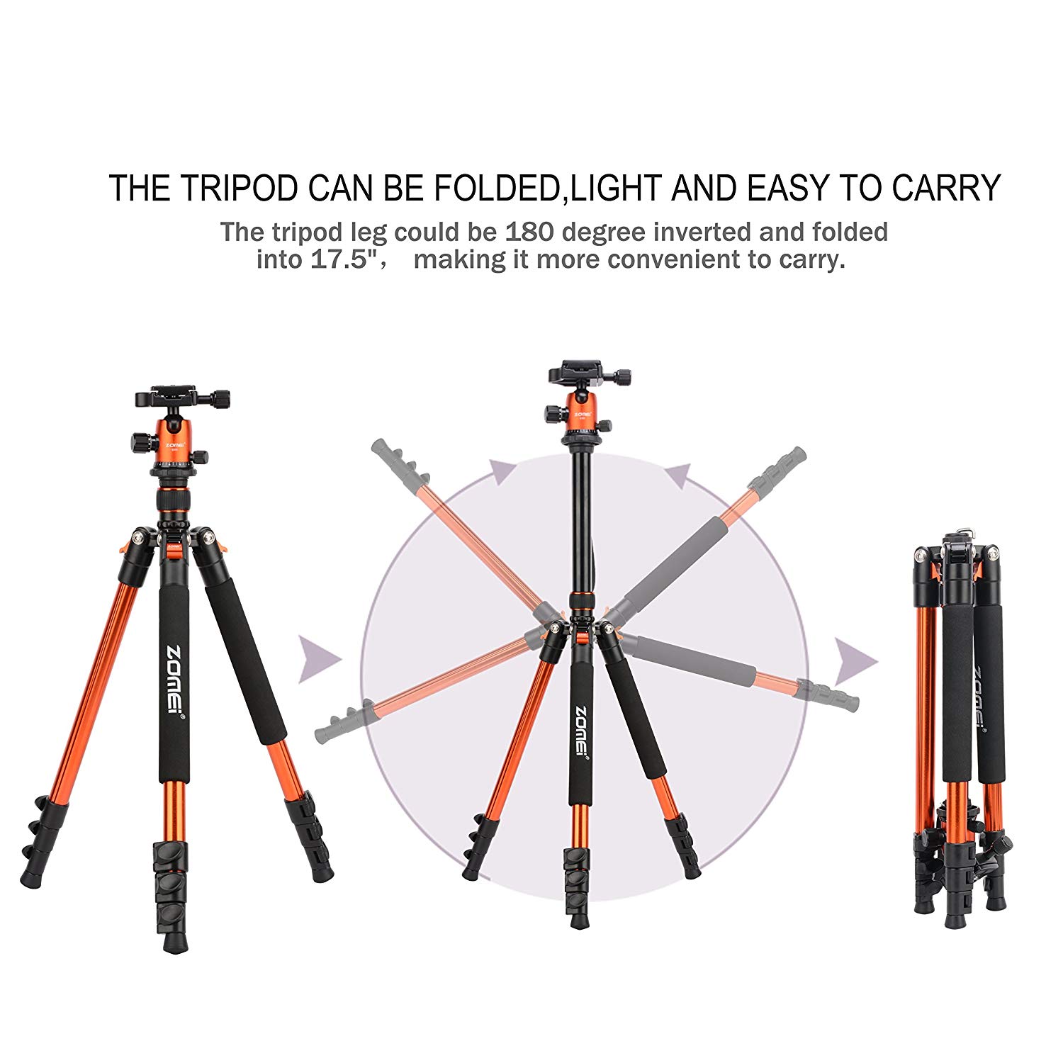 ZOMEi Q555 Lightweight Travel Tripod Kit 63-inch for Family Gatherings and Sports Activities Indoor and Outdoor Photography