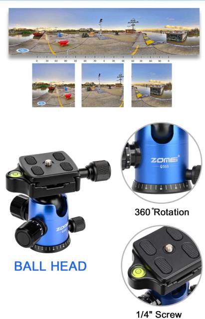 ZOMEi Q555 Lightweight Travel Tripod Kit 63-inch for Family Gatherings and Sports Activities Indoor and Outdoor Photography