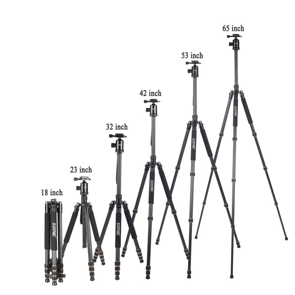 ZOMEi 668C 65" Carbon Fiber Tripod Monopod Lightweight Compact Travel Tripod with 360 Degree Ball Head and Quick Release Plate for DSLR Camera