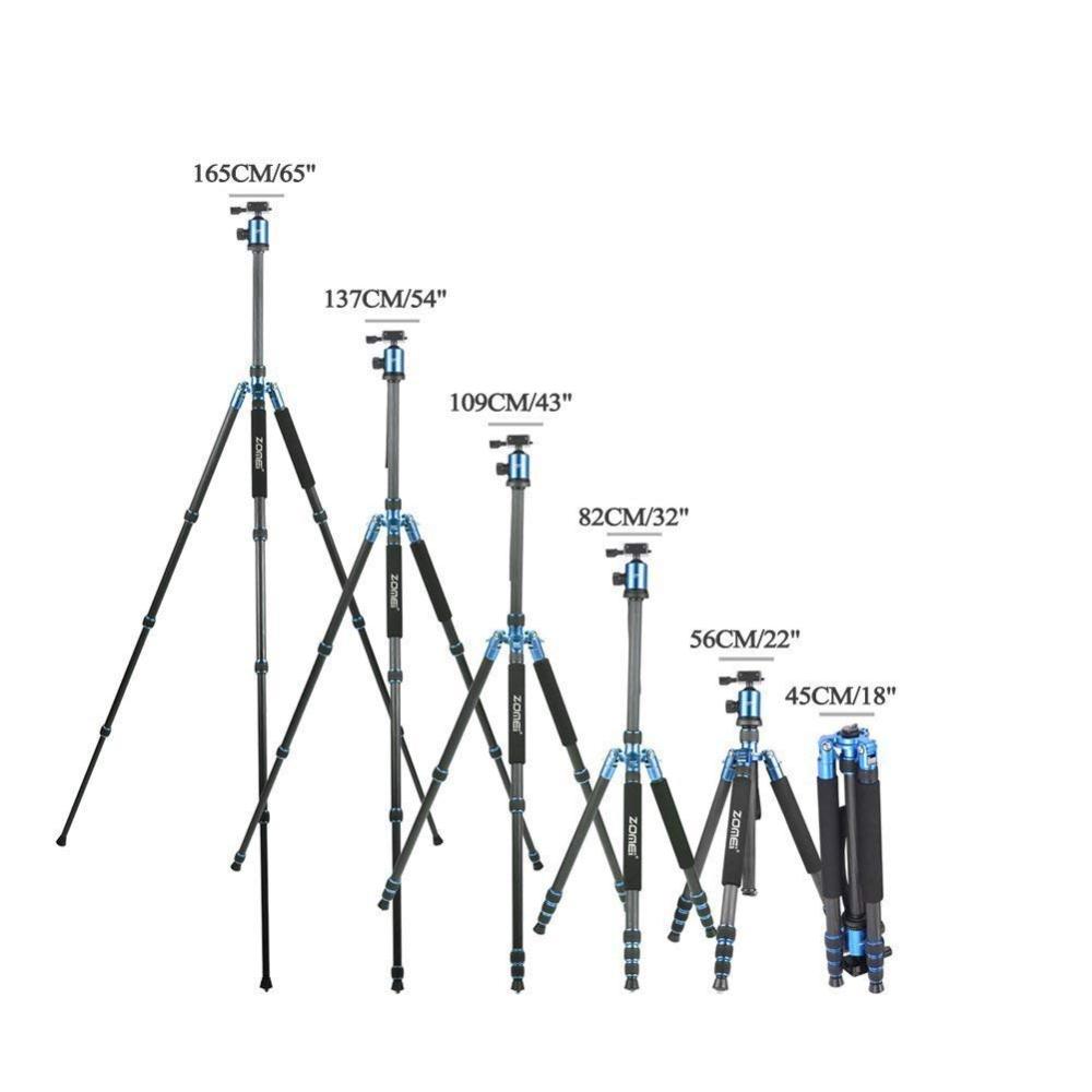 ZOMEi Z818C Carbon Fiber Camera Tripods for Digital DSLR Cameras with Quick Release Plate and Ball Head (Blue)