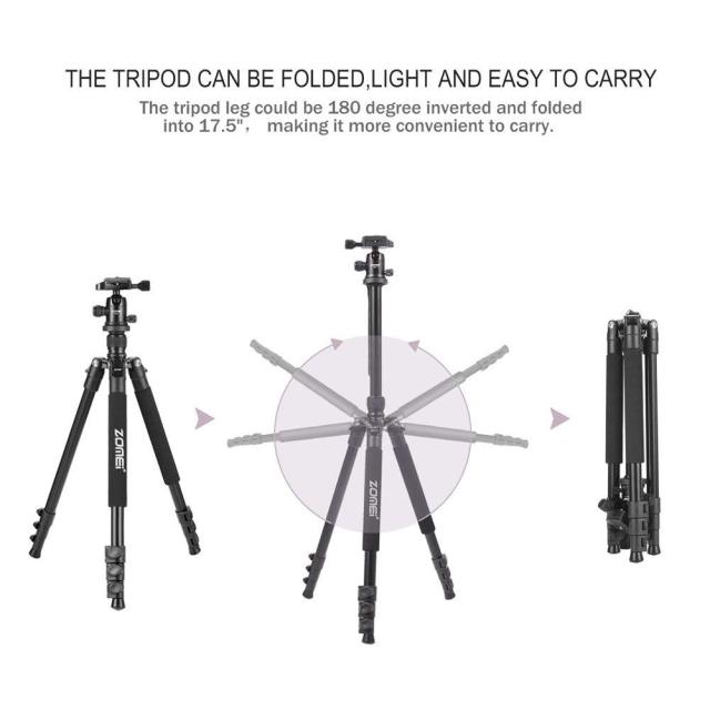 ZOMEi Q555 Lightweight Travel Tripod Kit 63-inch for Family Gatherings and Sports Activities Indoor and Outdoor Photography