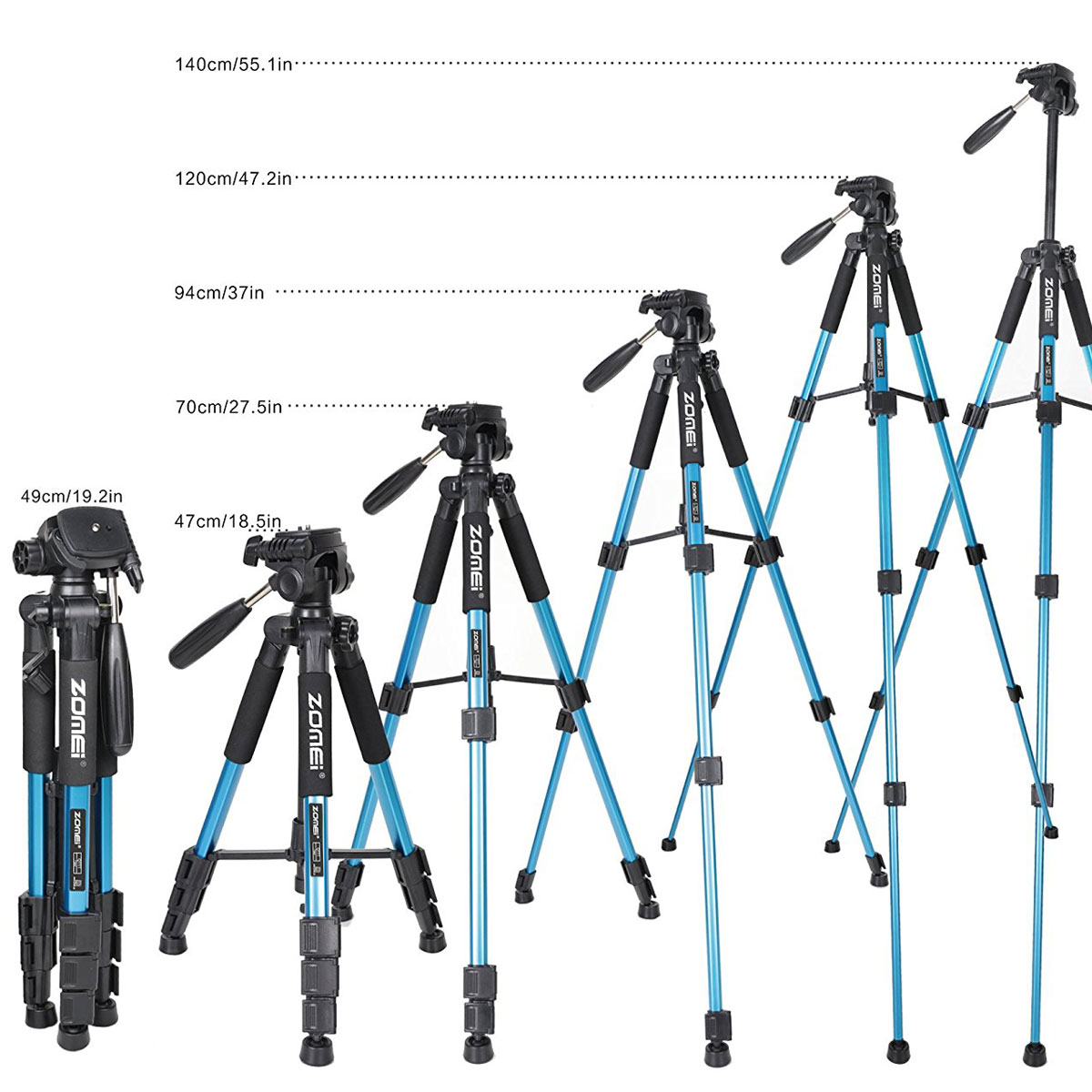 ZOMEi Q111 Travel Camera Tripod Kit 55-inch for Beginner Photographers and Webcam Support