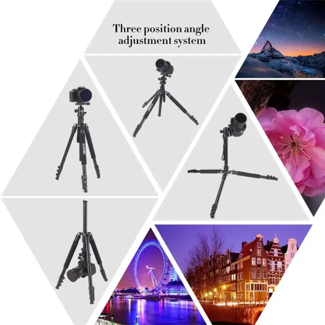ZOMEi Q555 Aluminum Camera Tripod Kit with 360 Degree Ball Head Quick Release Plate for Solar Telescopes and Binoculars