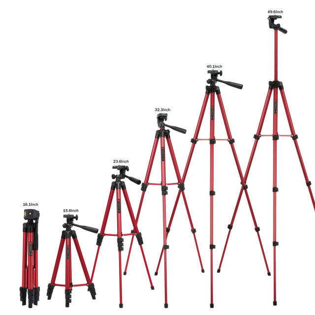 Tairoad 50 Inch Light Weight Portable Travel Tripod for Fishing Light, Mini Projector, Security Camera, Tiny Camera Telescope with Carrying bag(red)