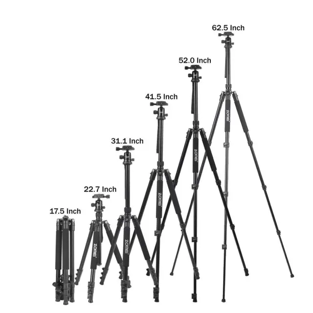 ZOMEi Q555 Aluminum Camera Tripod Kit with 360 Degree Ball Head Quick Release Plate for Solar Telescopes and Binoculars