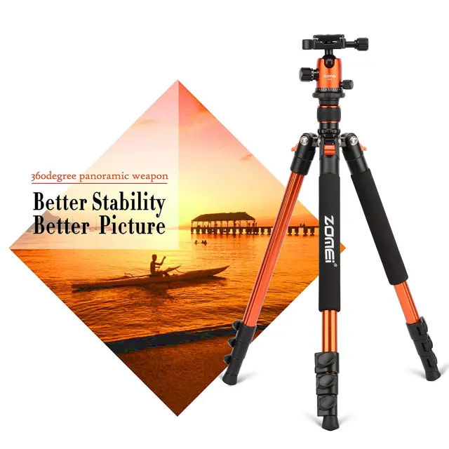 ZOMEi Q555 Aluminum Camera Tripod Kit with 360 Degree Ball Head Quick Release Plate for Solar Telescopes and Binoculars