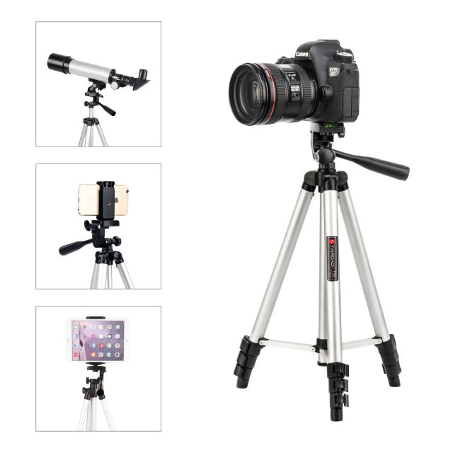 Tairoad 50 Inch Light Weight Portable Travel Tripod for Fishing Light, Mini Projector, Security Camera, Tiny Camera Telescope with Carrying bag(gold)