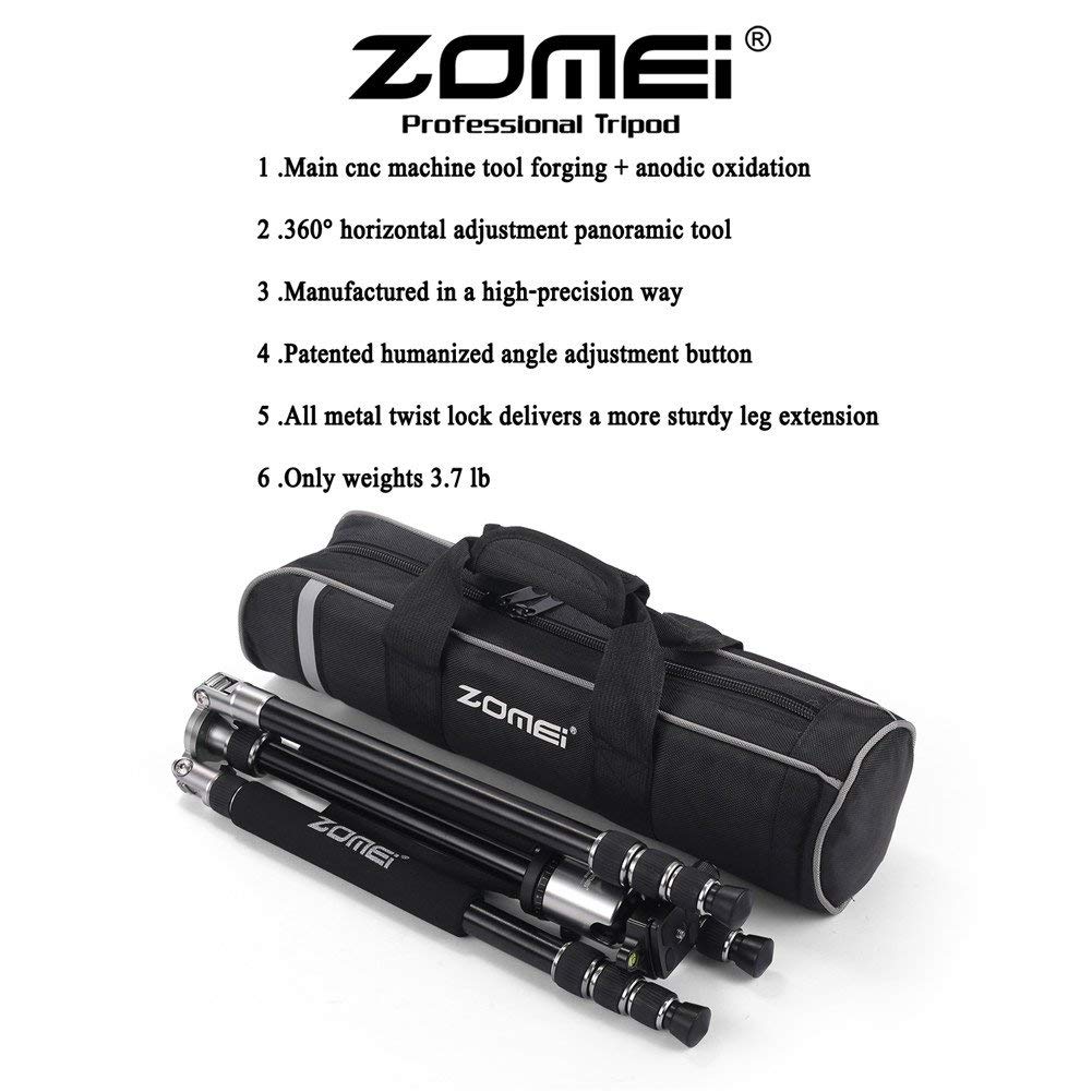 ZOMEi Z818 / Z888 Heavy Duty Camera Tripod 65 Inch for Professional Photographic Shooting for Landscape and Food Photography - Gold