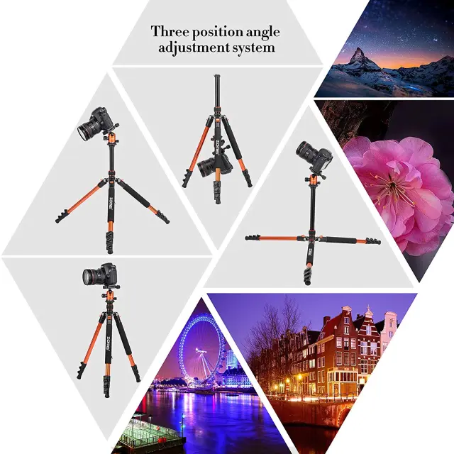 ZOMEi Q555 Aluminum Camera Tripod Kit with 360 Degree Ball Head Quick Release Plate for Solar Telescopes and Binoculars - Blue