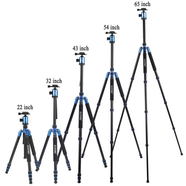 ZOMEI Z818 / Z888 Aluminum Sturdy Tripod Stand with 360 Degree Ball Head and Carry Case for YouTube Videos and Lighting Studio Support - Blue
