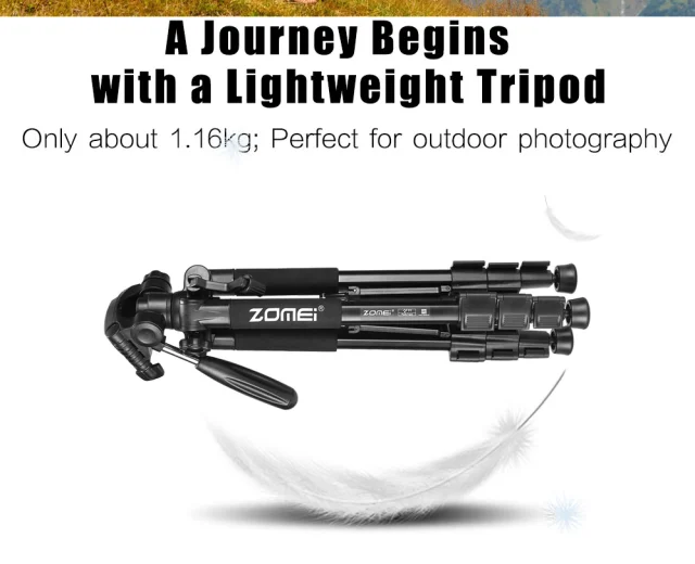 ZOMEi Q111 Lightweight Backpacking Tripod Kit 4-Section with 3-Way Pan Head and Carrying Case for Home Travel Photography Camera DV - Blue
