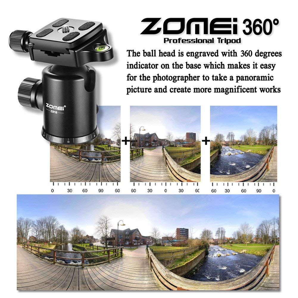 ZOMEi Z818 / Z888 Heavy Duty Camera Tripod 65 Inch for Professional Photographic Shooting for Landscape and Food Photography - Silver