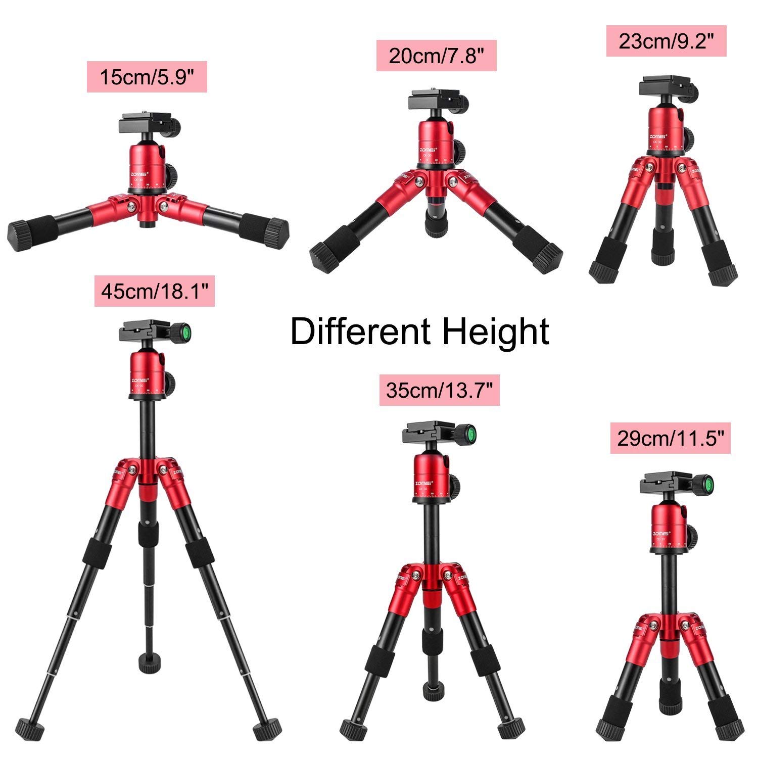 ZOMEi CK30 Small Tabletop Tripod with 360 Degree Panoramic Ball Head - Blue