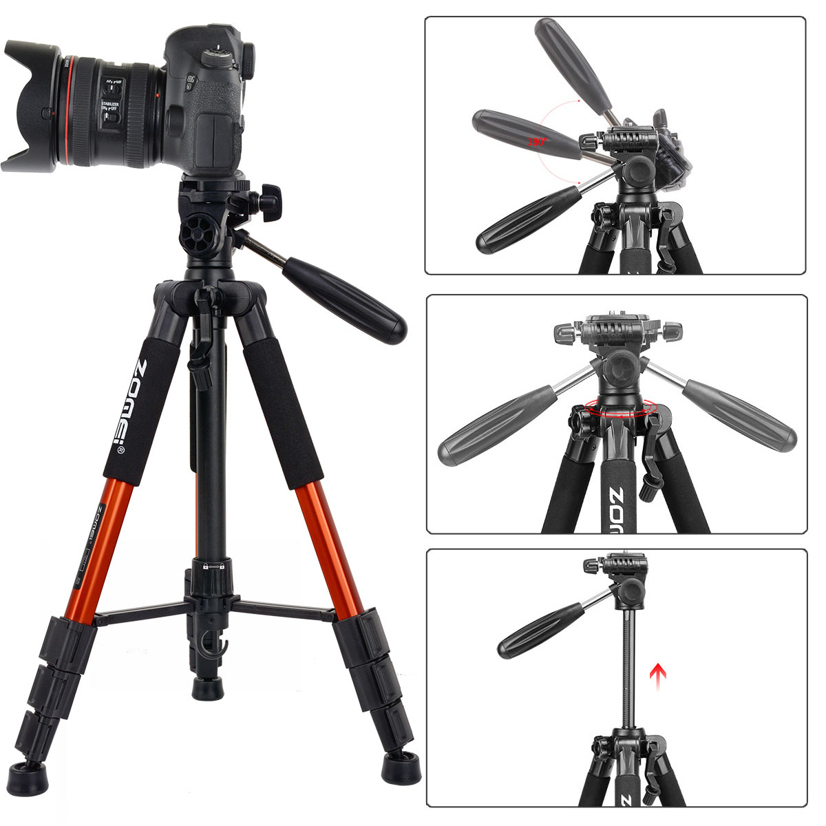 ZOMEi Q111 Travel Camera Tripod Kit 55inch for Beginner Photographers