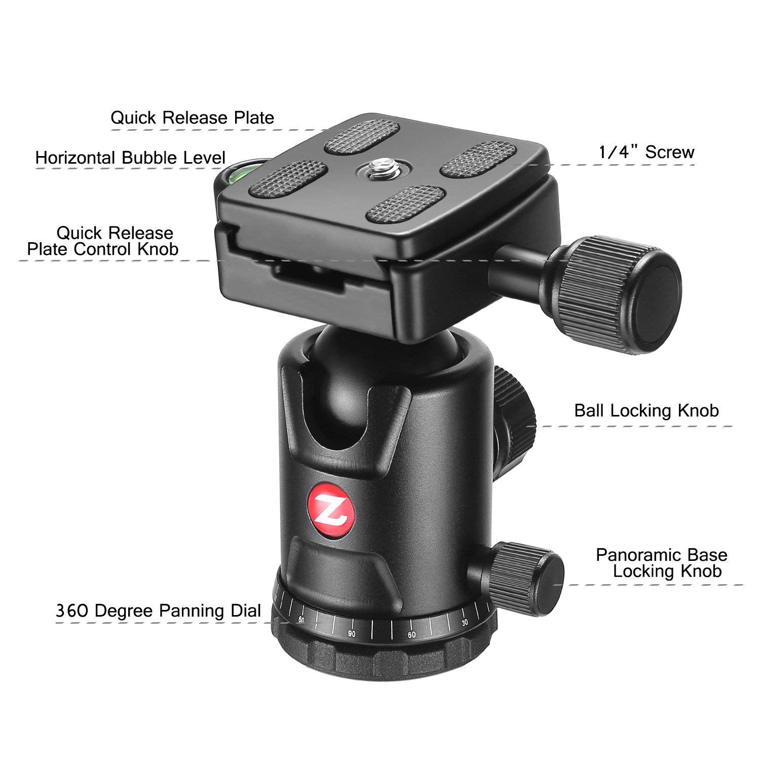 ZOMEi M7 Stable Camera Tripod Range from 22-inch to 67-inch with Adjustable-height Quick Flip Lock Legs for Bird and Landscape Photography