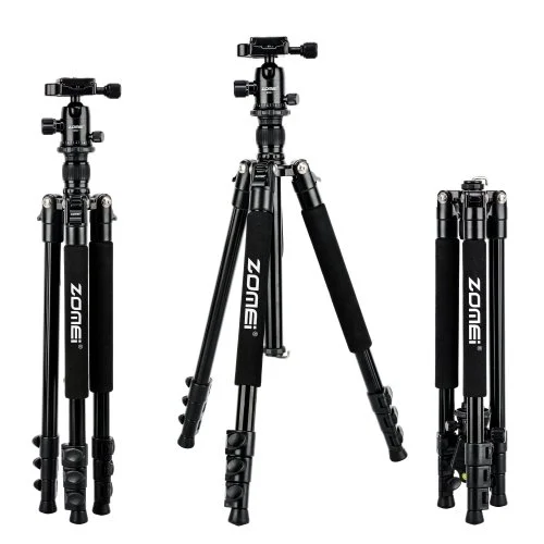 ZOMEi Q555 Aluminum Camera Tripod Kit with 360 Degree Ball Head Quick Release Plate for Solar Telescopes and Binoculars