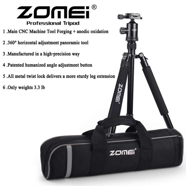 ZOMEi Z818 / Z888 Heavy Duty Camera Tripod 65 Inch for Professional Photographic Shooting for Landscape and Food Photography - Gold