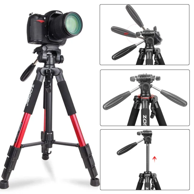 ZOMEi Q111 Travel Camera Tripod Kit 55-inch for Beginner Photographers and Webcam Support