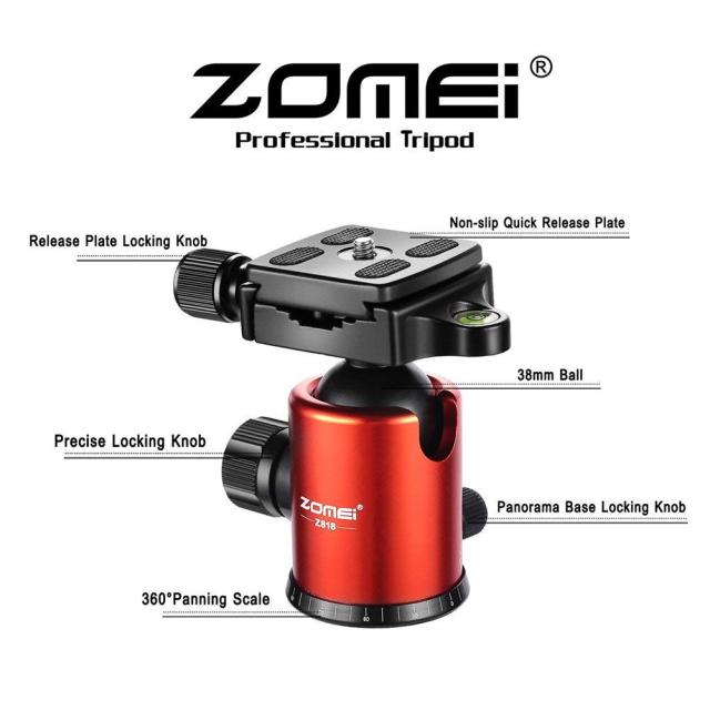 ZOMEi Z818 / Z888 Heavy Duty Camera Tripod 65 Inch for Professional Photographic Shooting for Landscape and Food Photography - Gold