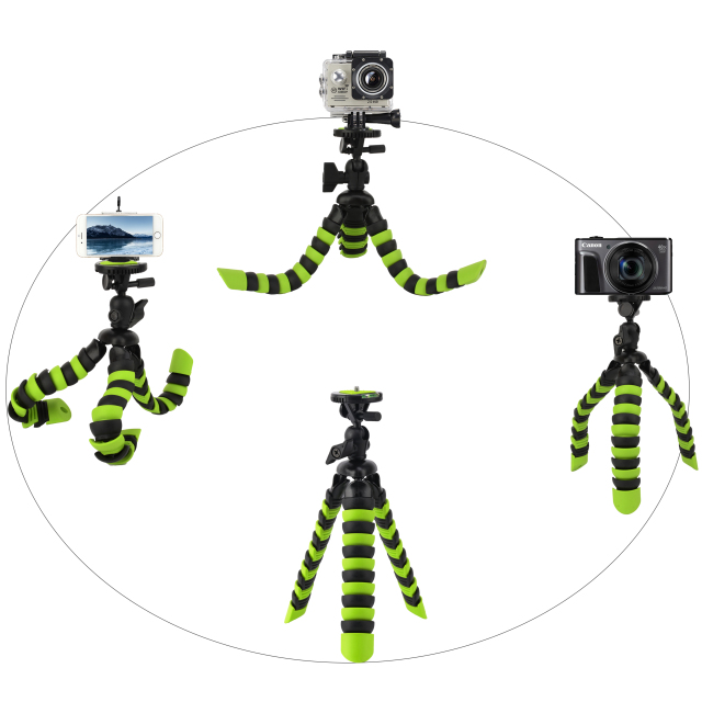 ZOMEI Flexible Mini Tripod with Quick Release Plate Tripod Mount Adapter for Smartphone Gopro Green