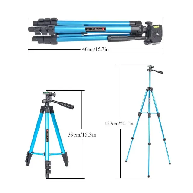 Tairoad 50 Inch Light Weight Portable Travel Tripod for Fishing Light, Mini Projector, Security Camera, Tiny Camera Telescope with Carrying bag(blue)