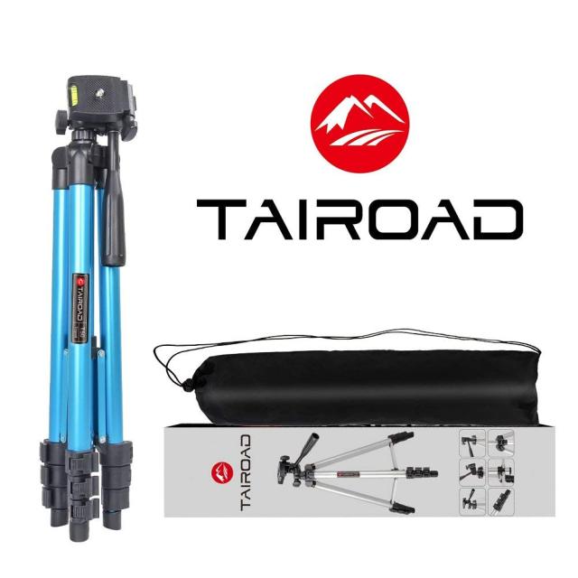 Tairoad 50 Inch Light Weight Portable Travel Tripod for Fishing Light, Mini Projector, Security Camera, Tiny Camera Telescope with Carrying bag(blue)