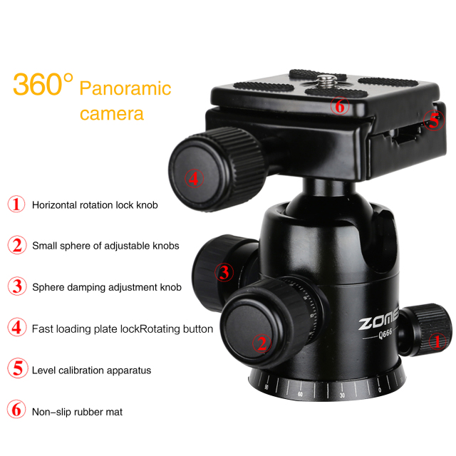 ZOMEI Q666（metal） Proline Tripod with Ball Head for Cameras