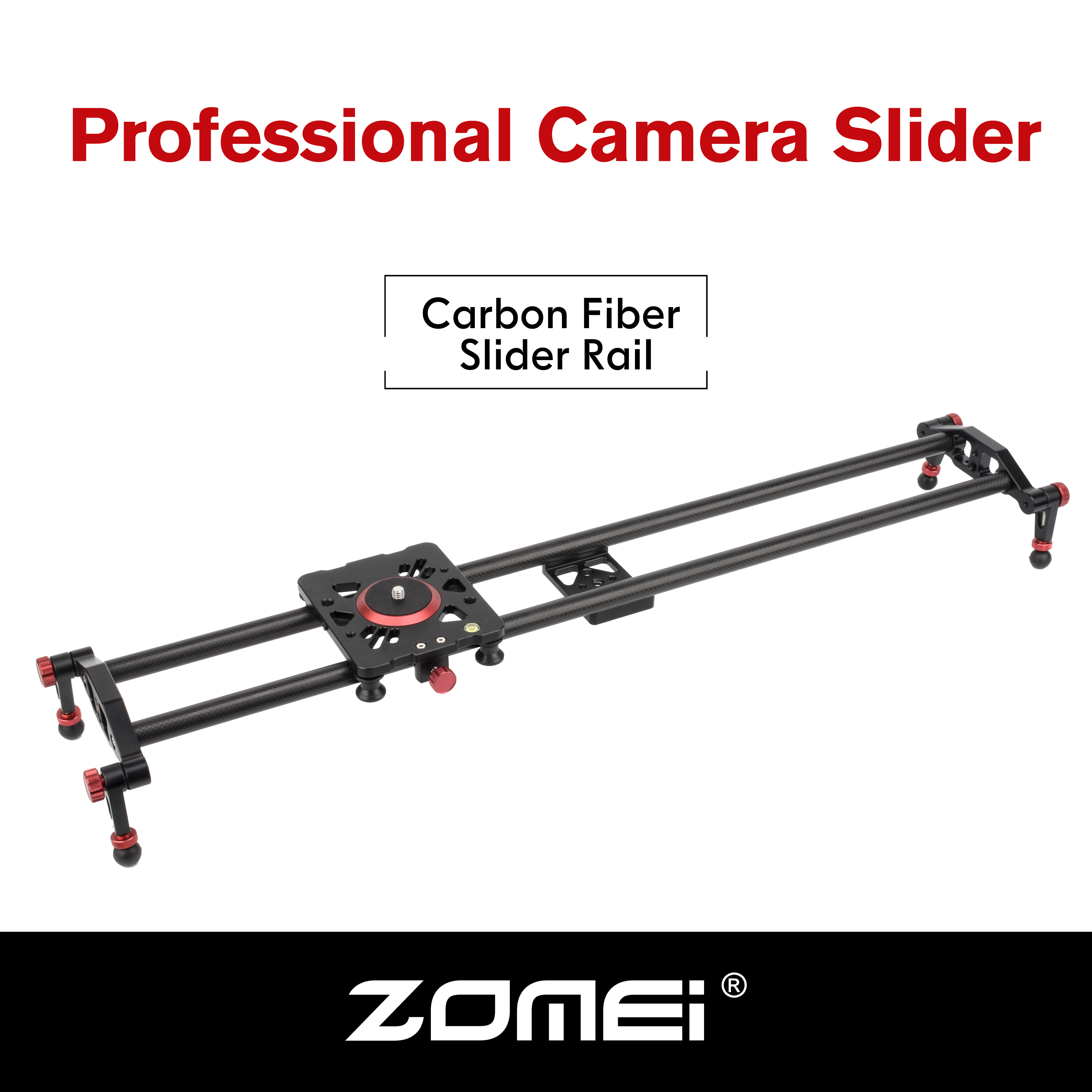 Zomei 60cm-120cm Carbon Fiber Camera Track Dolly Slider Rail System with  Load Capacity for Stabilizing Movie Film Video Making Photograph