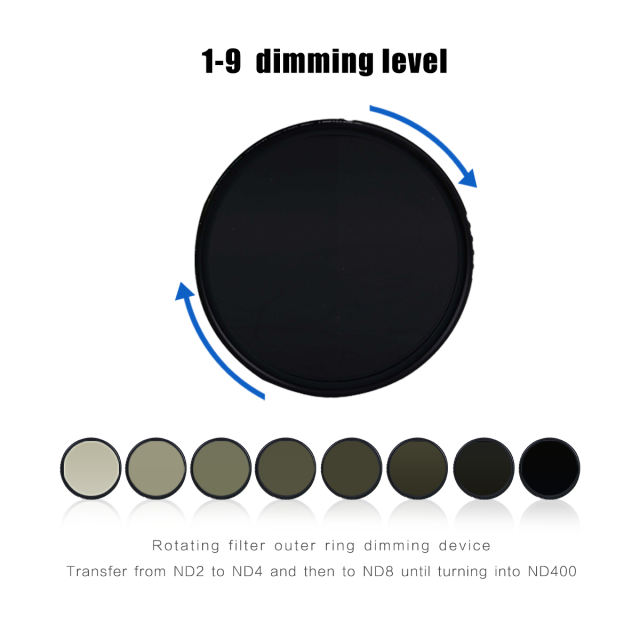 ZoMei ABS Slim MCND Filter  with No X Pattern on Images Adjustable Variable ND2-ND400 ND2-N400 Fader