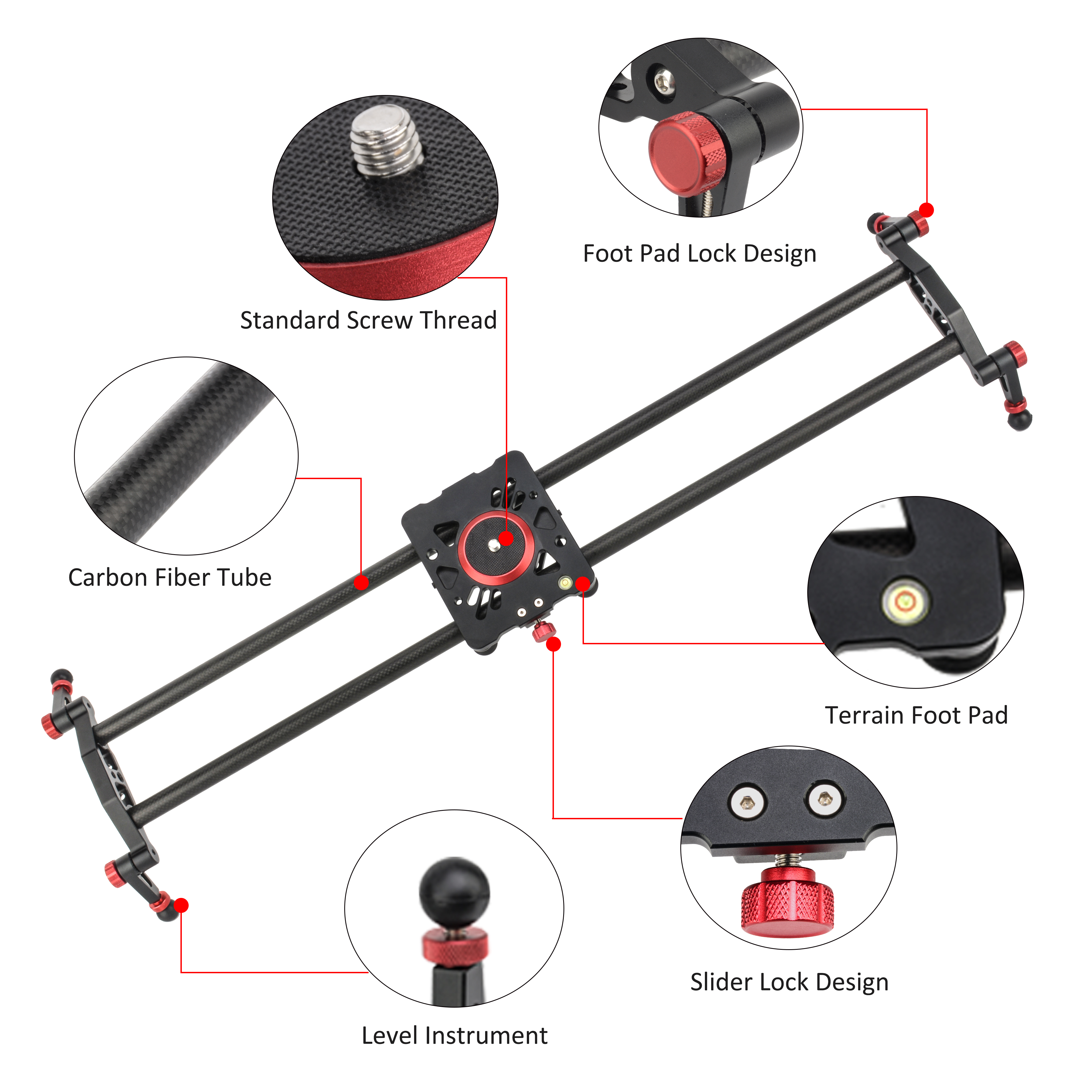 Zomei 60cm-120cm Carbon Fiber Camera Track Dolly Slider Rail System with  Load Capacity for Stabilizing Movie Film Video Making Photograph