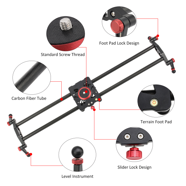 Zomei 60cm-120cm Carbon Fiber Camera Track Dolly Slider Rail System with  Load Capacity for Stabilizing Movie Film Video Making Photograph