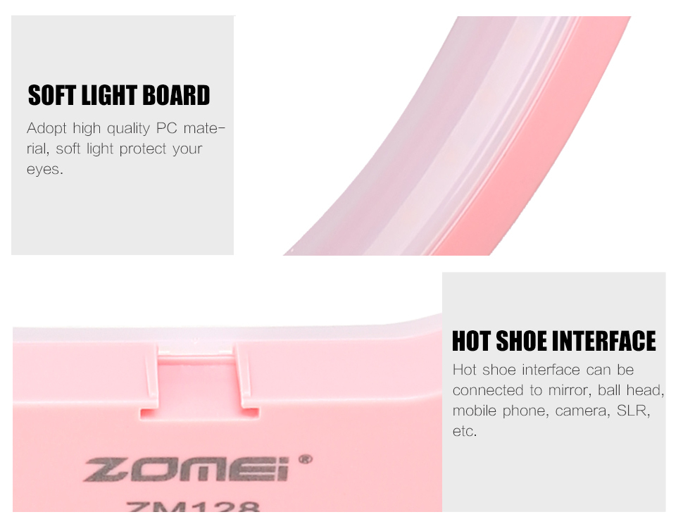 ZOMEI 10-in Dimmable Live Desktop LED Ring Light with Phone Holder and Ball Head
