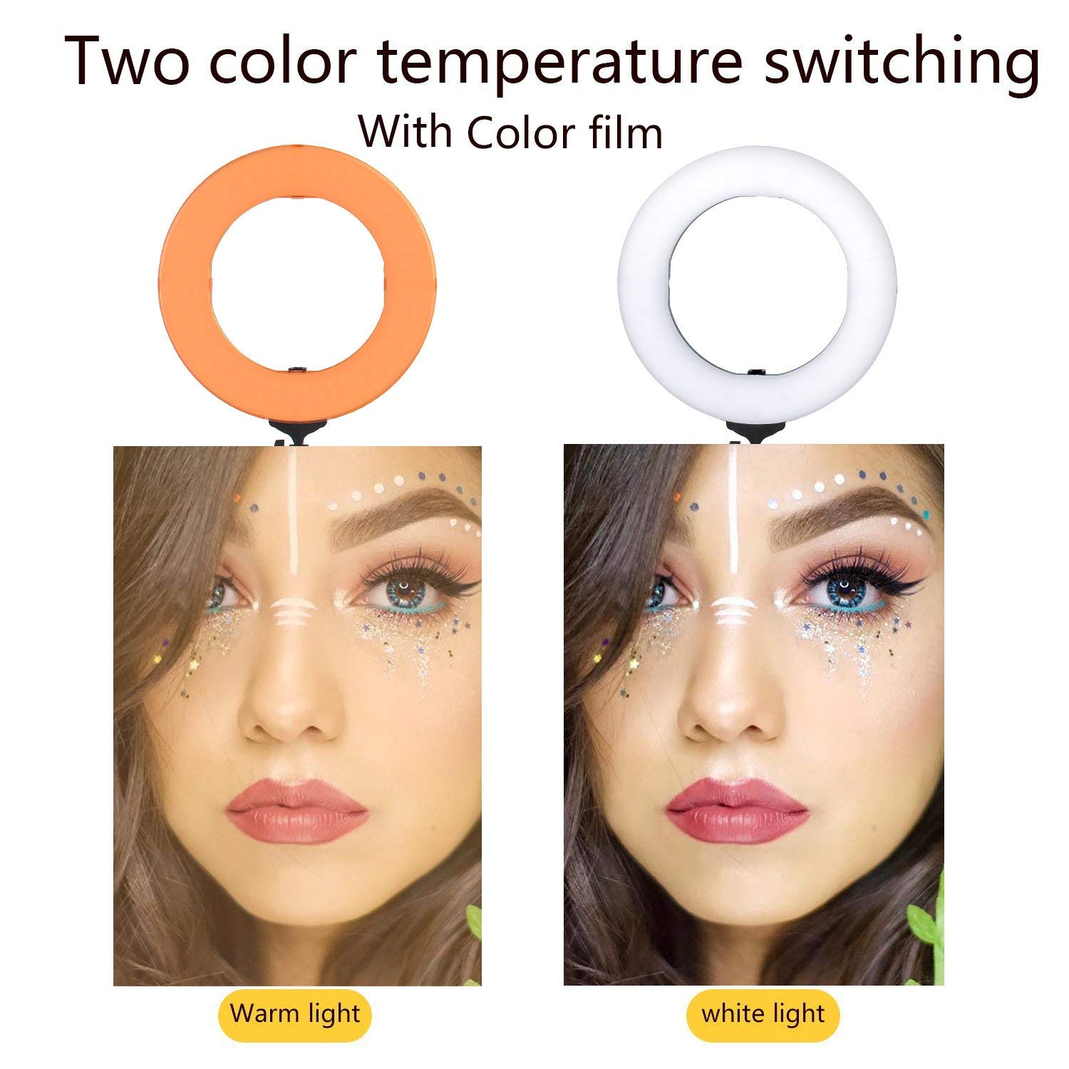 ZOMEi 14/18-inch Fluorescent LED Ring Lights Kit 50W with Tripod Stand and Phone Holder for Makeup Lighting and YouTube Lighting