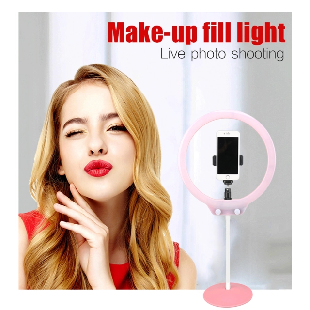 ZOMEI 10-in Dimmable Live Desktop LED Ring Light with Phone Holder and Ball Head