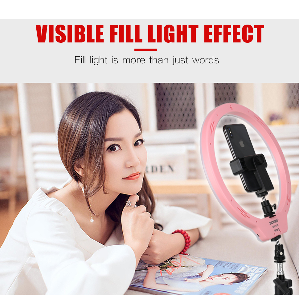 Perfect Christmas Gift for Girls -- Zomei 10'' Table Dimmable Selfie & Live Ring Light with Ball Head, Cell Phone Holder as A Christmas Gift