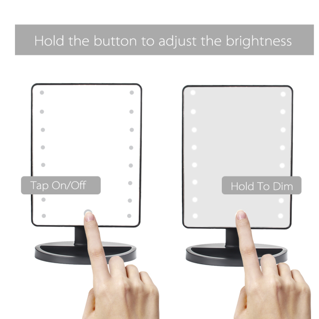 Natural Daylight Lighted Makeup Mirror / Vanity Mirror with Touch Screen Dimming, Detachable 10X Magnification Spot Mirror