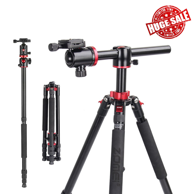 ZOMEi M8 Professional Camera Tripod 72-inch with Extension Arm Monopod  Conversion for Faster Composition and Video Shooting,Camera Tripod