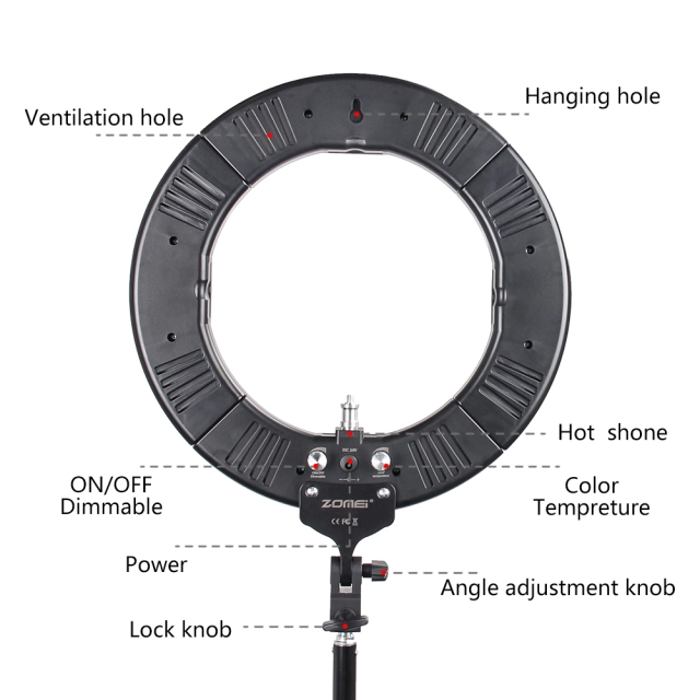 Best Christmas Gift -- ZOMEi 14-inch LED Ring Light Makeup Portrait and Photography Lighting with Halo Circle and Bi-color Control
