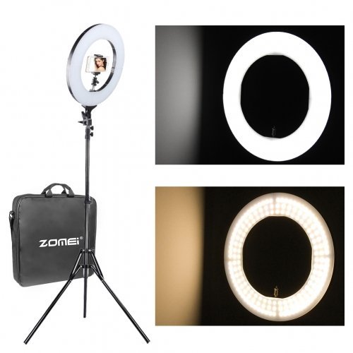 Best Christmas Gift -- ZOMEi 14-inch LED Ring Light Makeup Portrait and Photography Lighting with Halo Circle and Bi-color Control