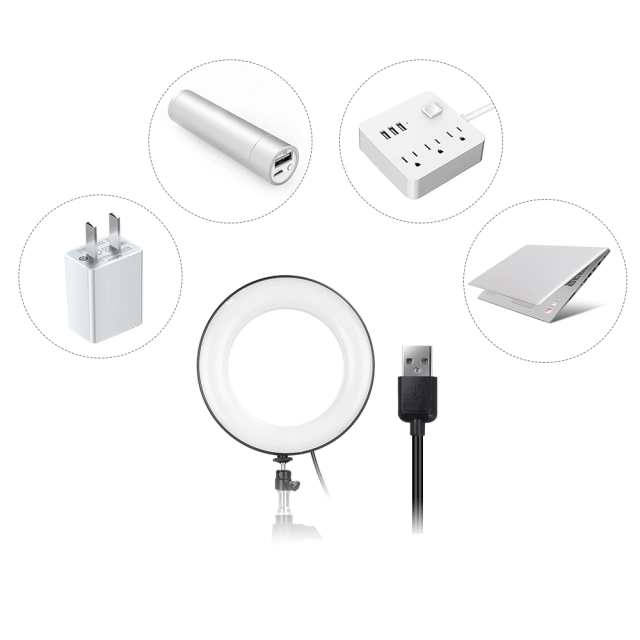 LED Ring Light 6" Portable for YouTube Video and Makeup 3 Colors Light Modes with Tripod Stand Smartphone Holder