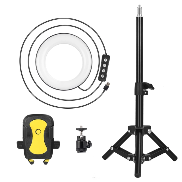 LED Ring Light 6" Portable for YouTube Video and Makeup 3 Colors Light Modes with Tripod Stand Smartphone Holder