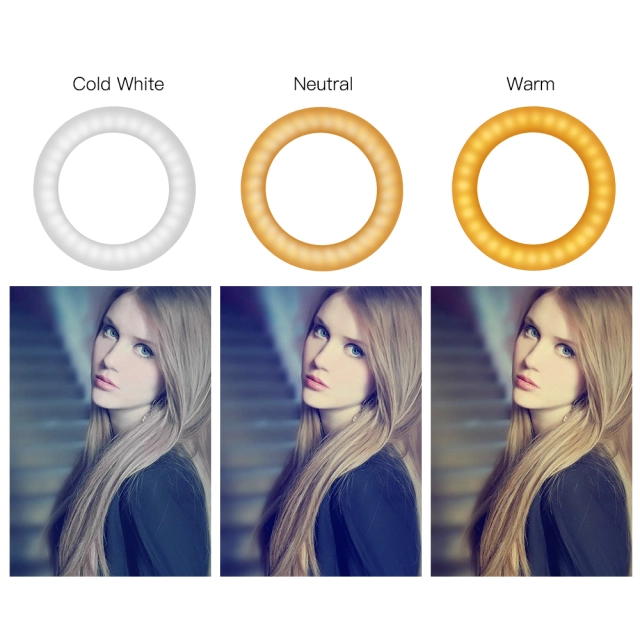 LED Ring Light 6" Portable for YouTube Video and Makeup 3 Colors Light Modes with Tripod Stand Smartphone Holder
