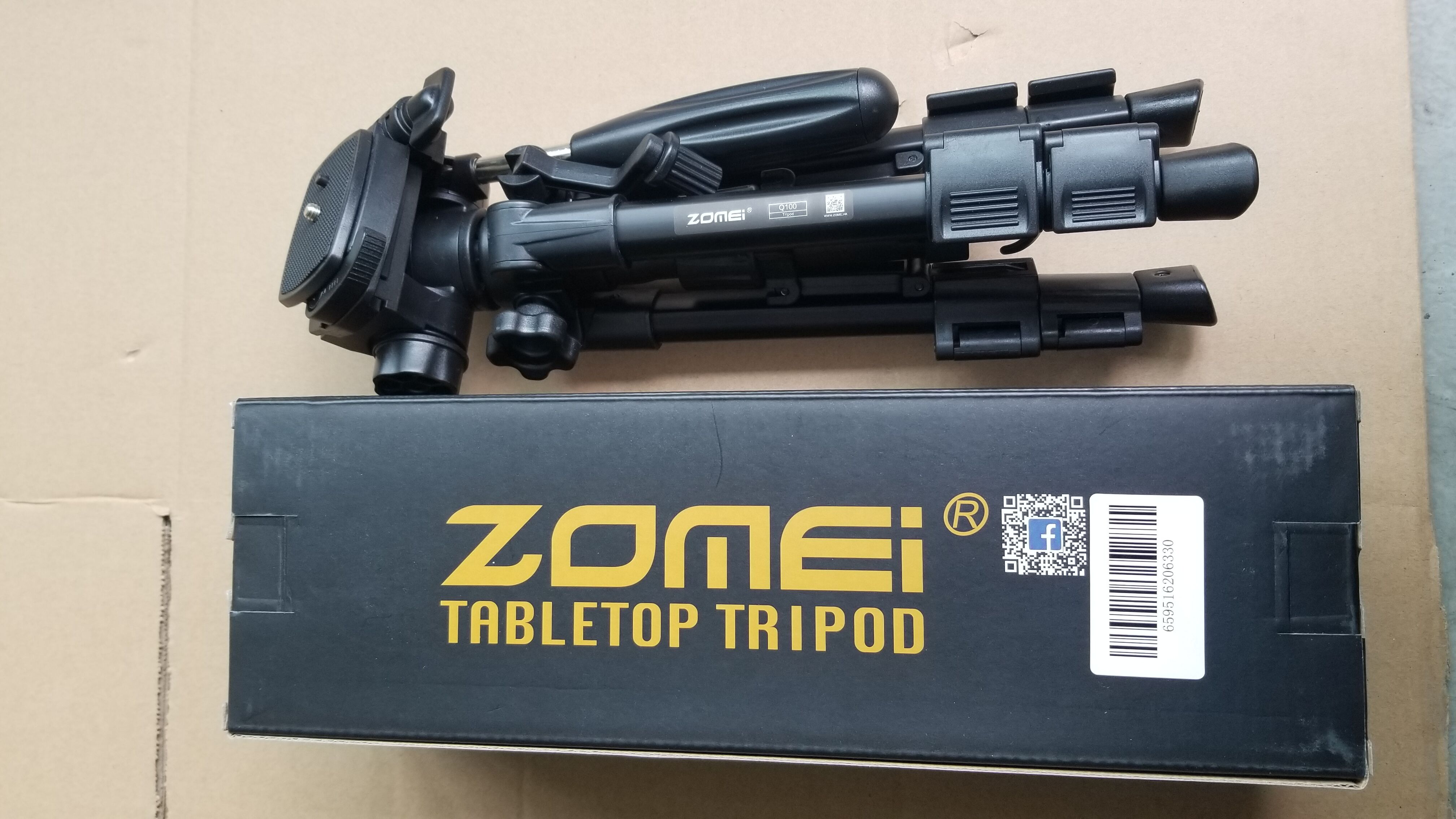 ZOMEI Q-100 Tabletop Tripod 12.5inch Lightweight Aluminum Small Travel Tripod with 360° Rotating Pan Head for Camera Cellphone Tablet and Projector