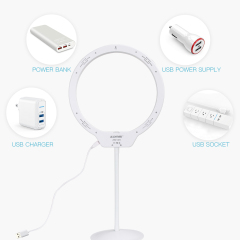 ZOMEI 10 Inch Dimmable LED Ring Light for Selfie Makeup with Mirror, Phone Holder (White)