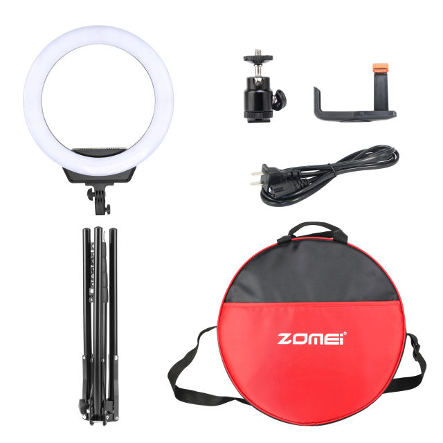 ZOMEI 16 Inch LED Selfie Ring Light Camera Lamp 3200-5600K with Tripod Stand Cellphone Holder Kit for Video Live Stream Makeup for iPhone X/Xs/XR/8/8