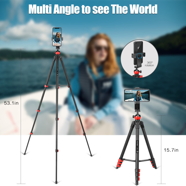 ZOMEi Phone Tripod, Cell Phone Tripod Camera Tripod with Remote Cellphone Holder Mount 360 Panorama Ball Head for Camera GoPro/Mobile Cell