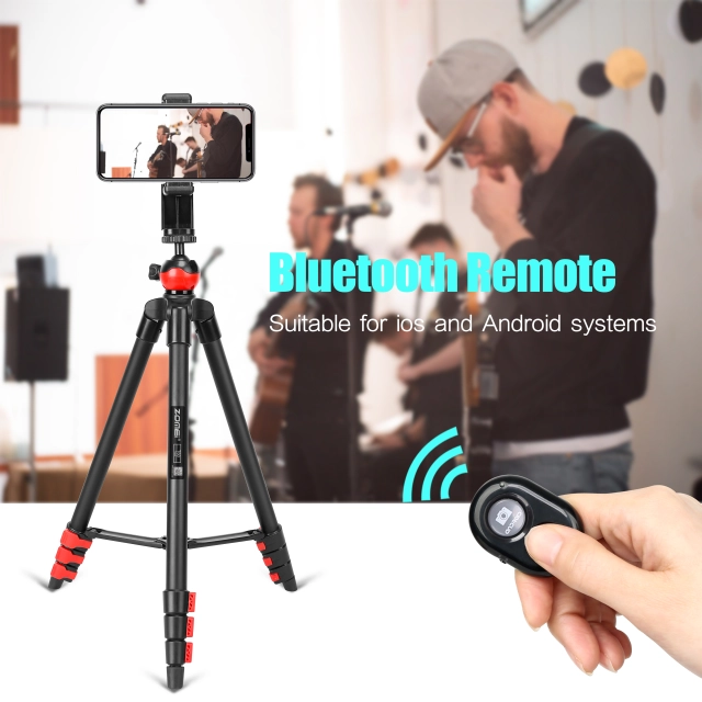 ZOMEi Phone Tripod, Cell Phone Tripod Camera Tripod with Remote Cellphone Holder Mount 360 Panorama Ball Head for Camera GoPro/Mobile Cell