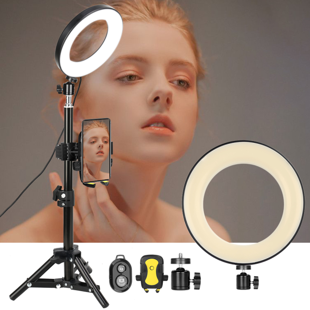 Zomei Anello Di Luce Led Da 6” Con Treppiedi & Supporto Per Cellulare Per Streaming In Diretta/Make-Up, Video Youtube/Fotografia Compatibile Con Iphon